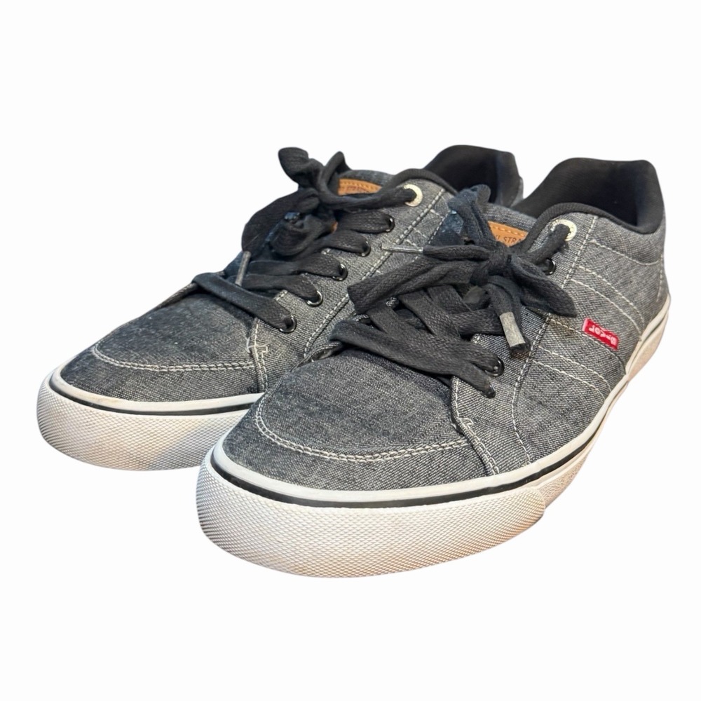 Levis Mens Ethan Black Gray Denim Low Top‎ Comfort Sneakers Shoes Size 9.5